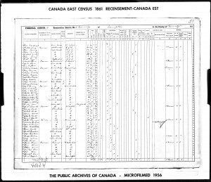 James Kerr 1861 Census Quebec Compton